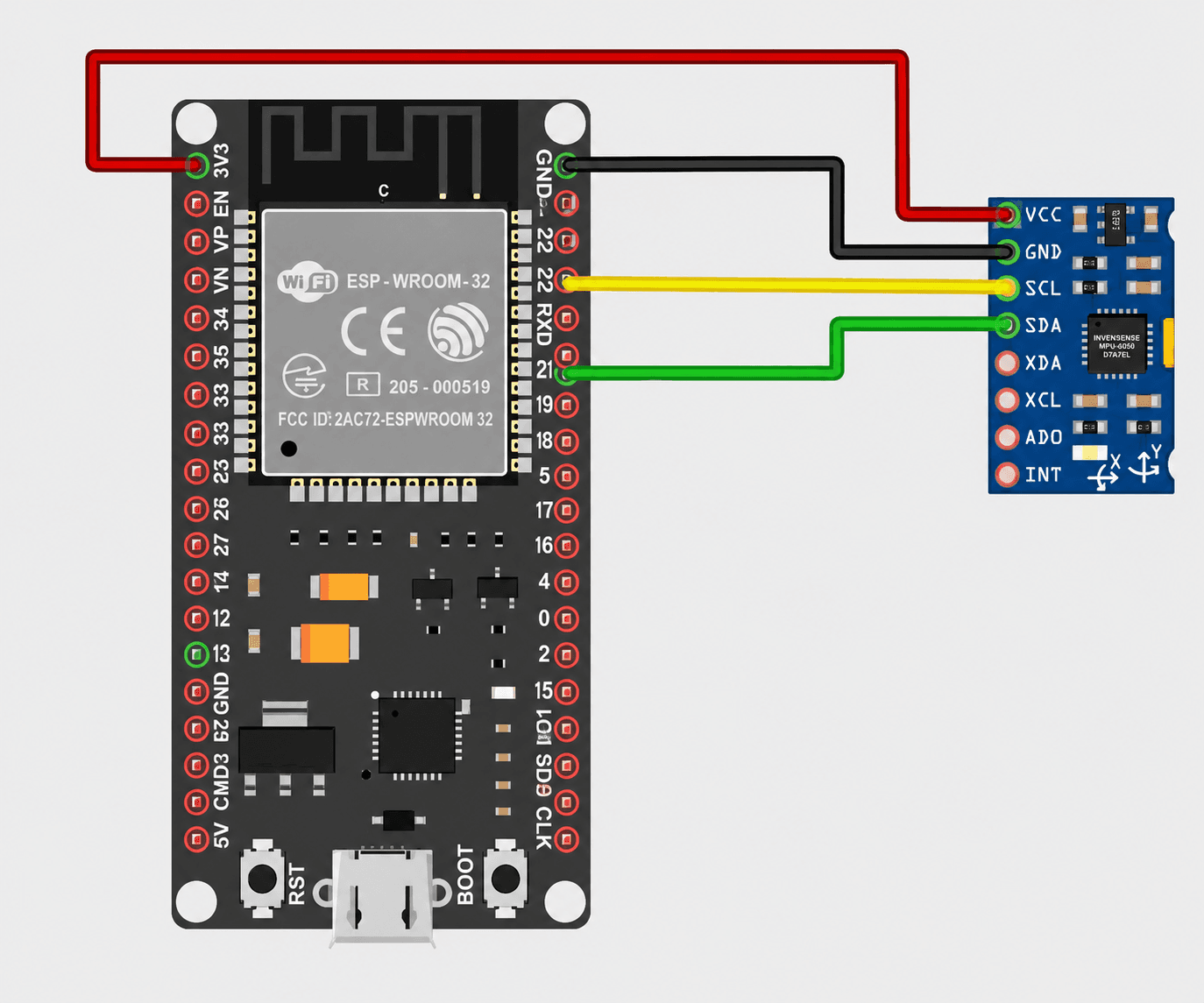 Gesture Transmitter Node Wiring Schematic